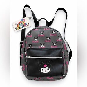 Sanrio Kuromi Mini Backpack Hello Kitty Friends Gray Black Kawaii Bag NWT